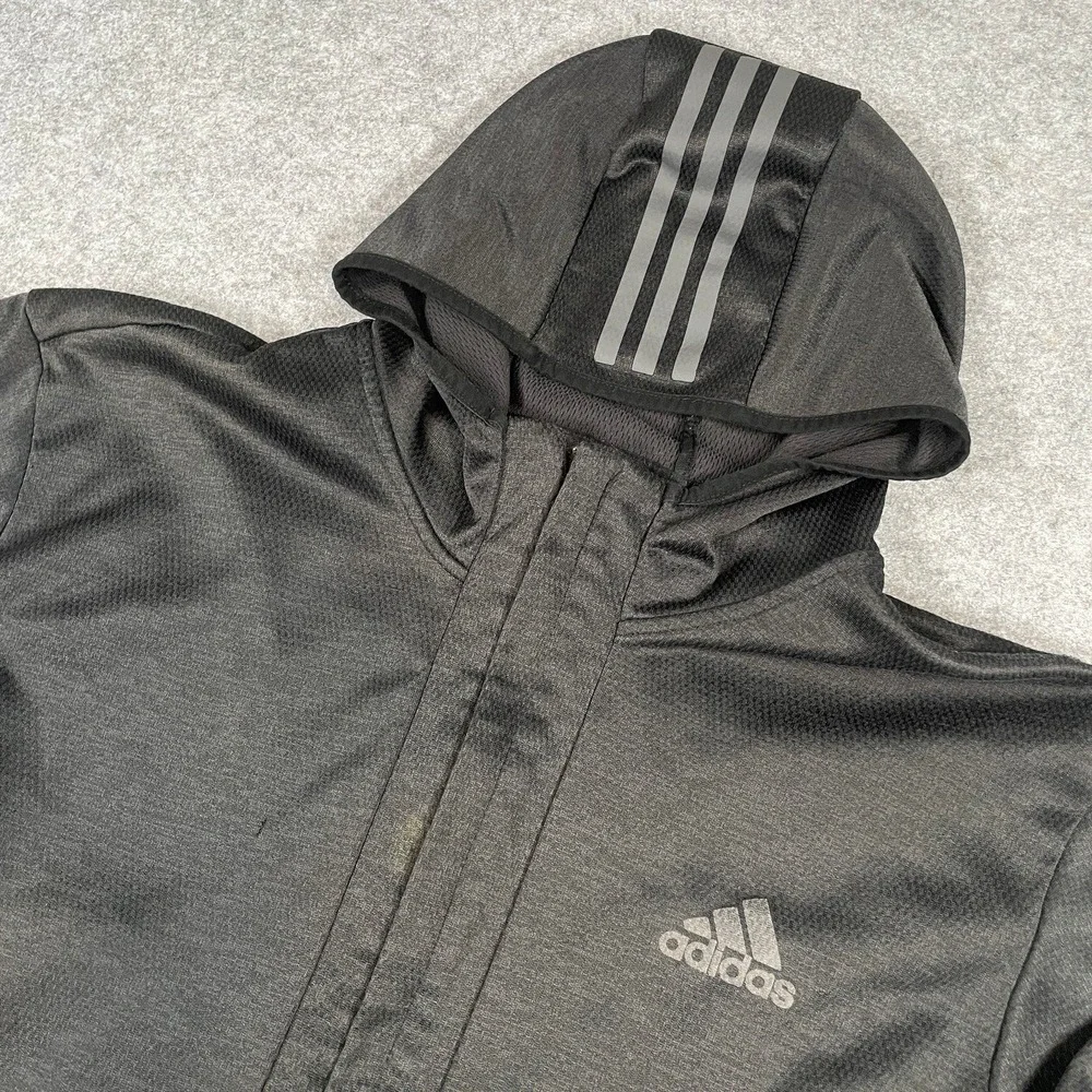 Adidas Mens Hoodie Sweatshirt XXL Gray performance fabric Athletic Fit Casual